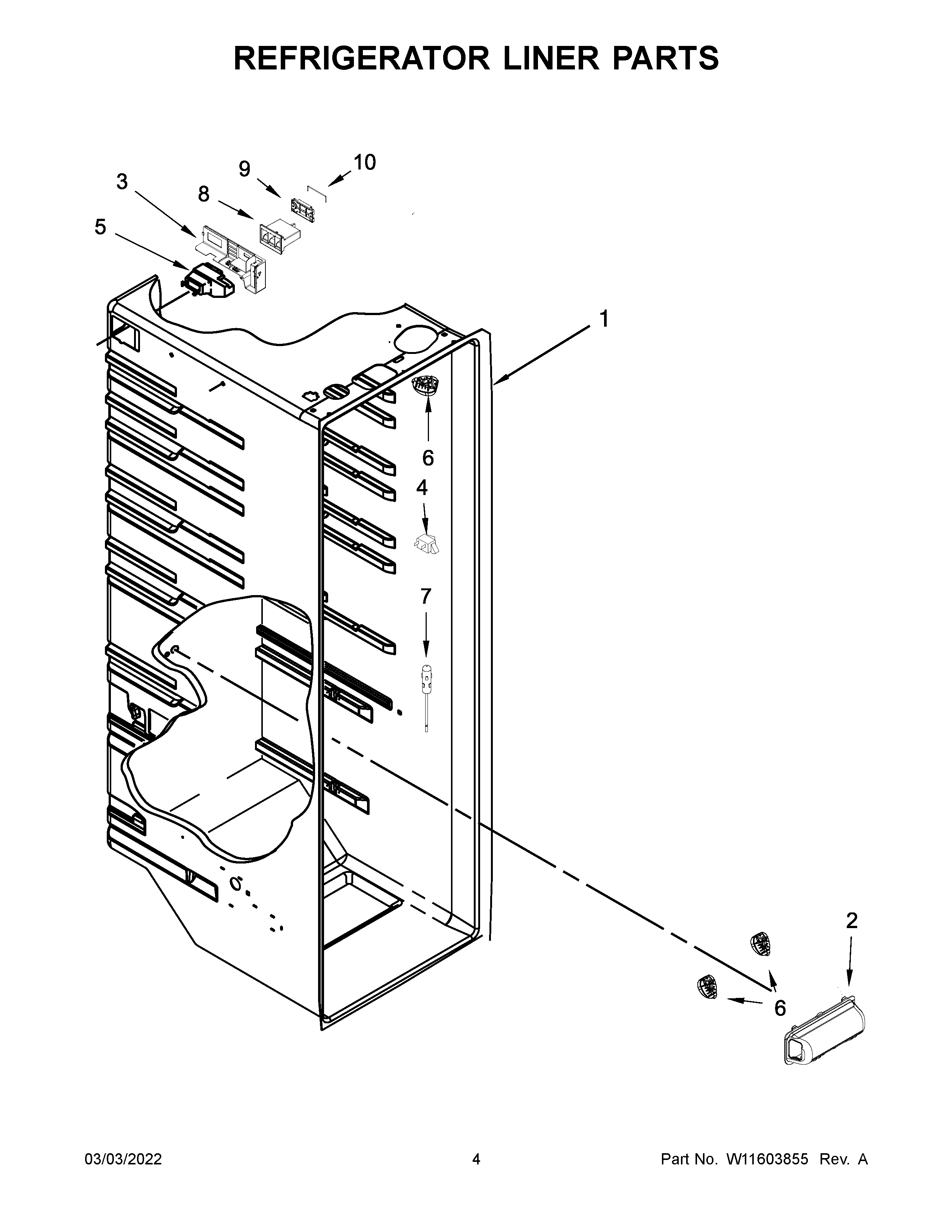 REFRIGERATOR LINER PARTS