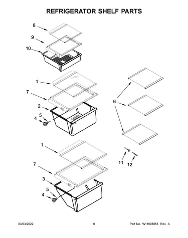 Refrigerator shelf parts