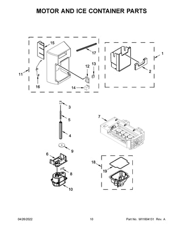 Motor and ice container parts