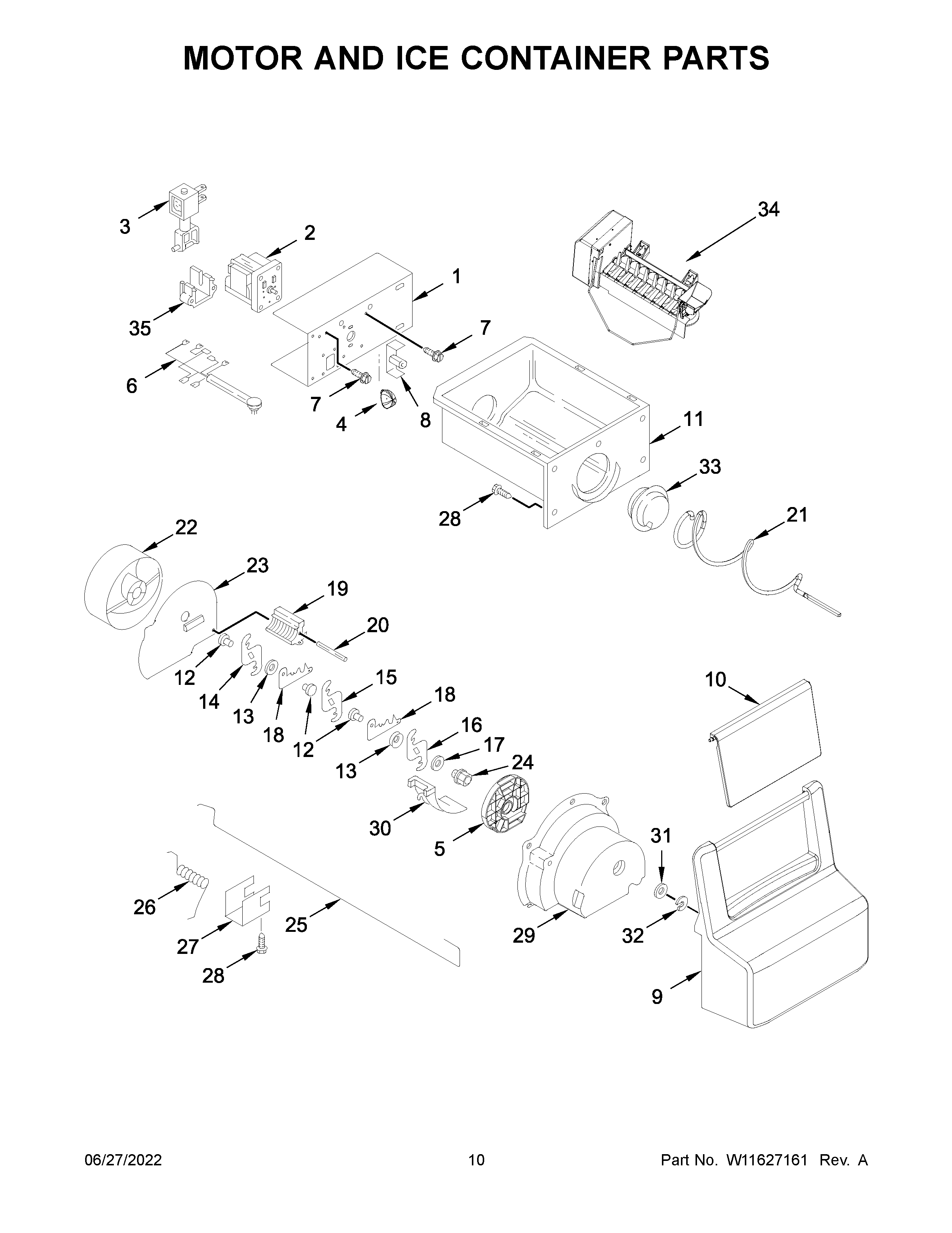 MOTOR AND ICE CONTAINER PARTS