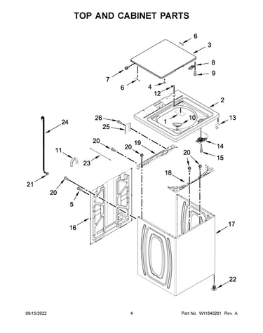 Top and cabinet parts