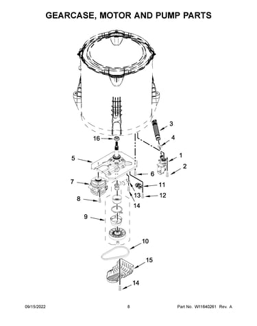 Gearcase, motor and pump parts