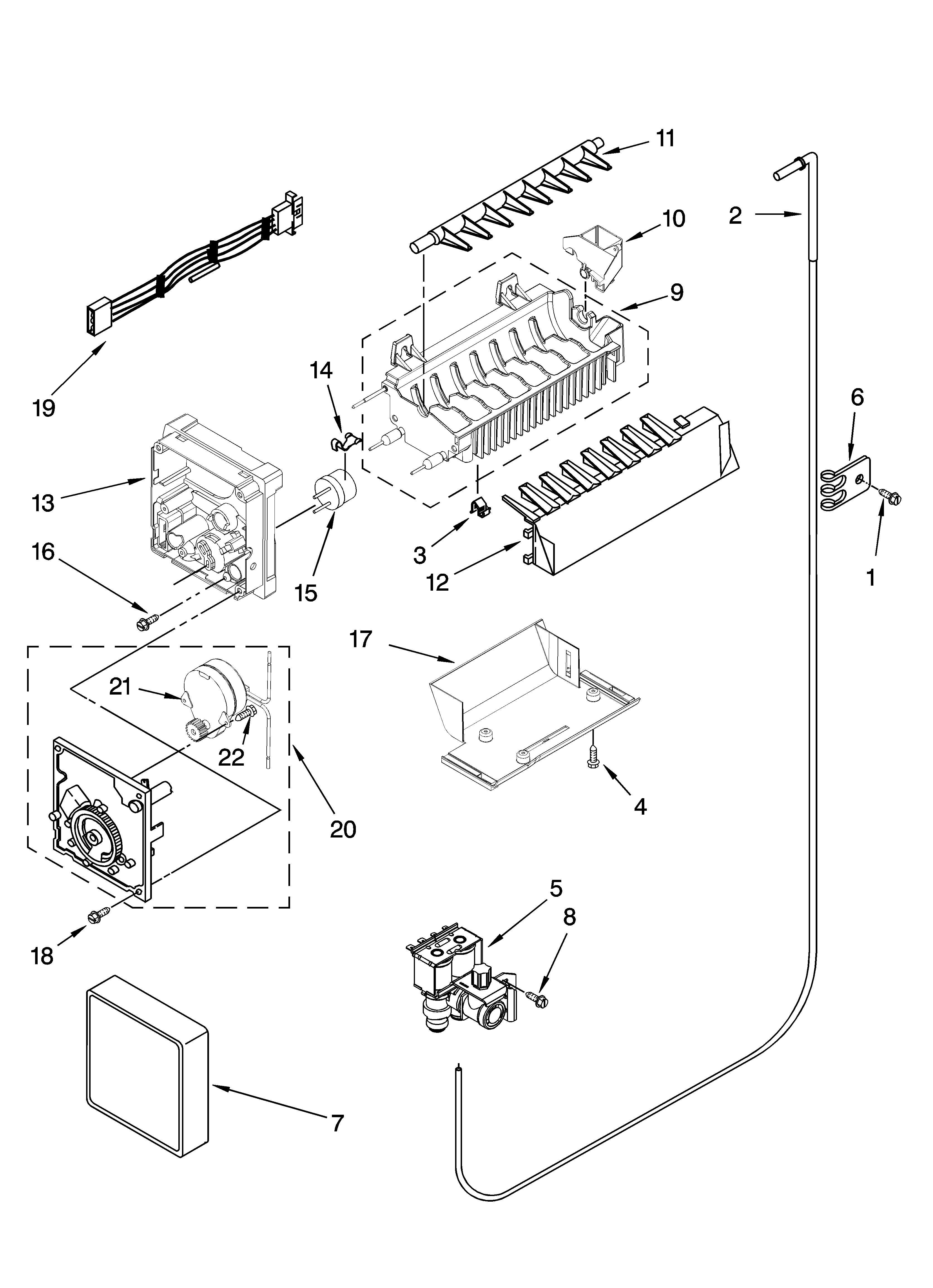 Icemaker parts, optional parts (not included)