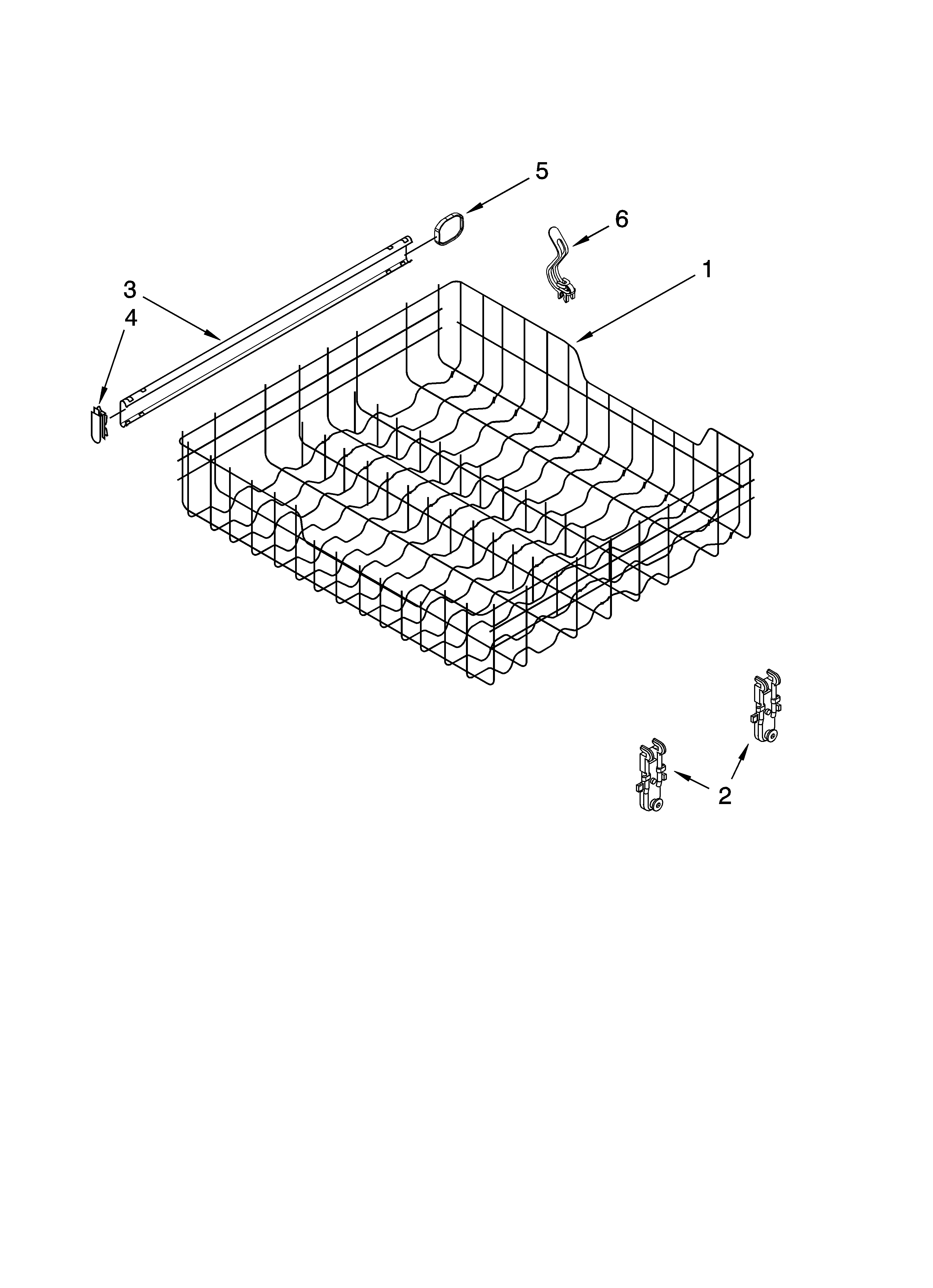 Upper rack and track parts