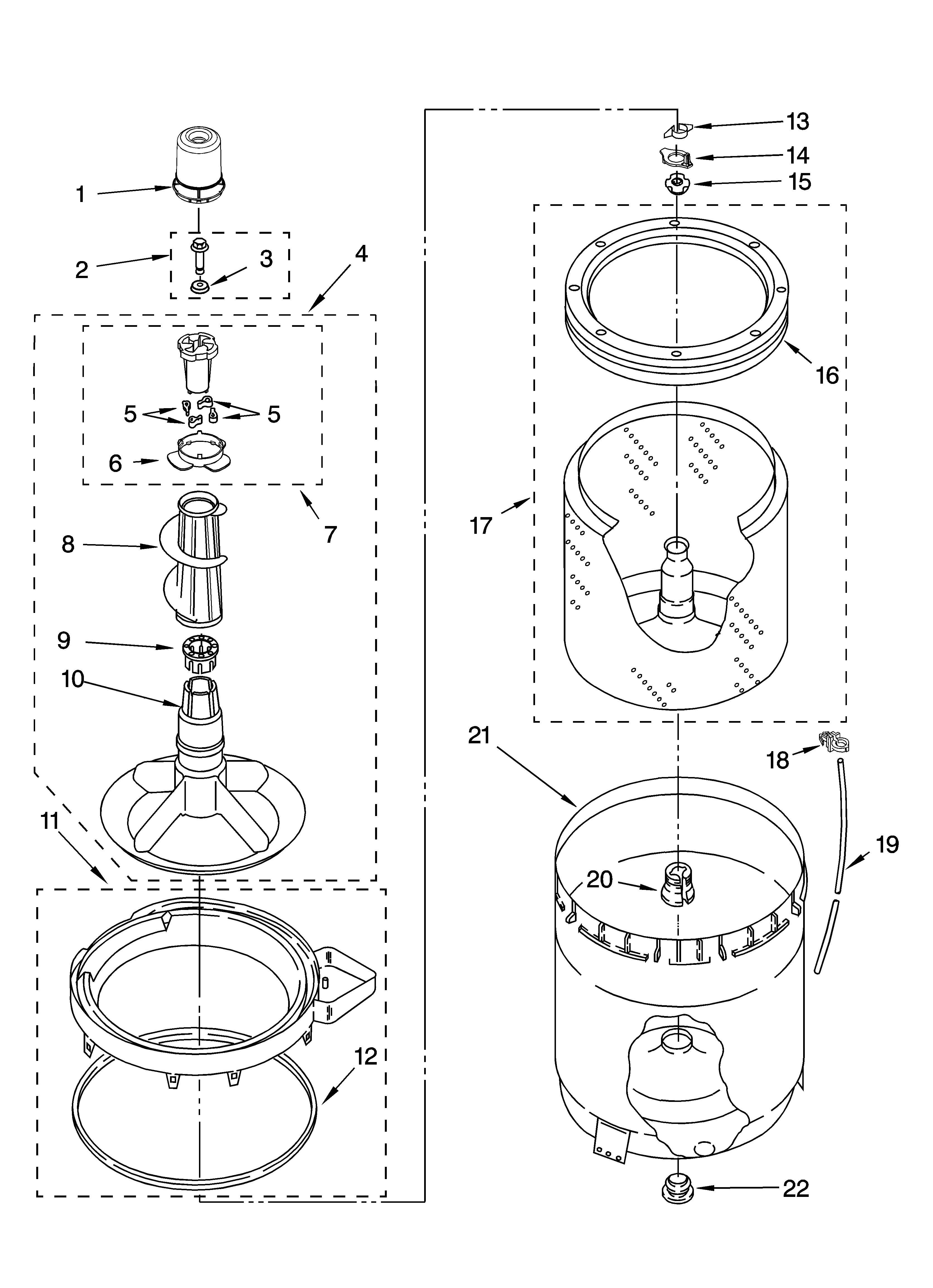 Agitator, basket and tub parts