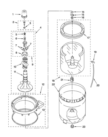 Agitator, basket and tub parts