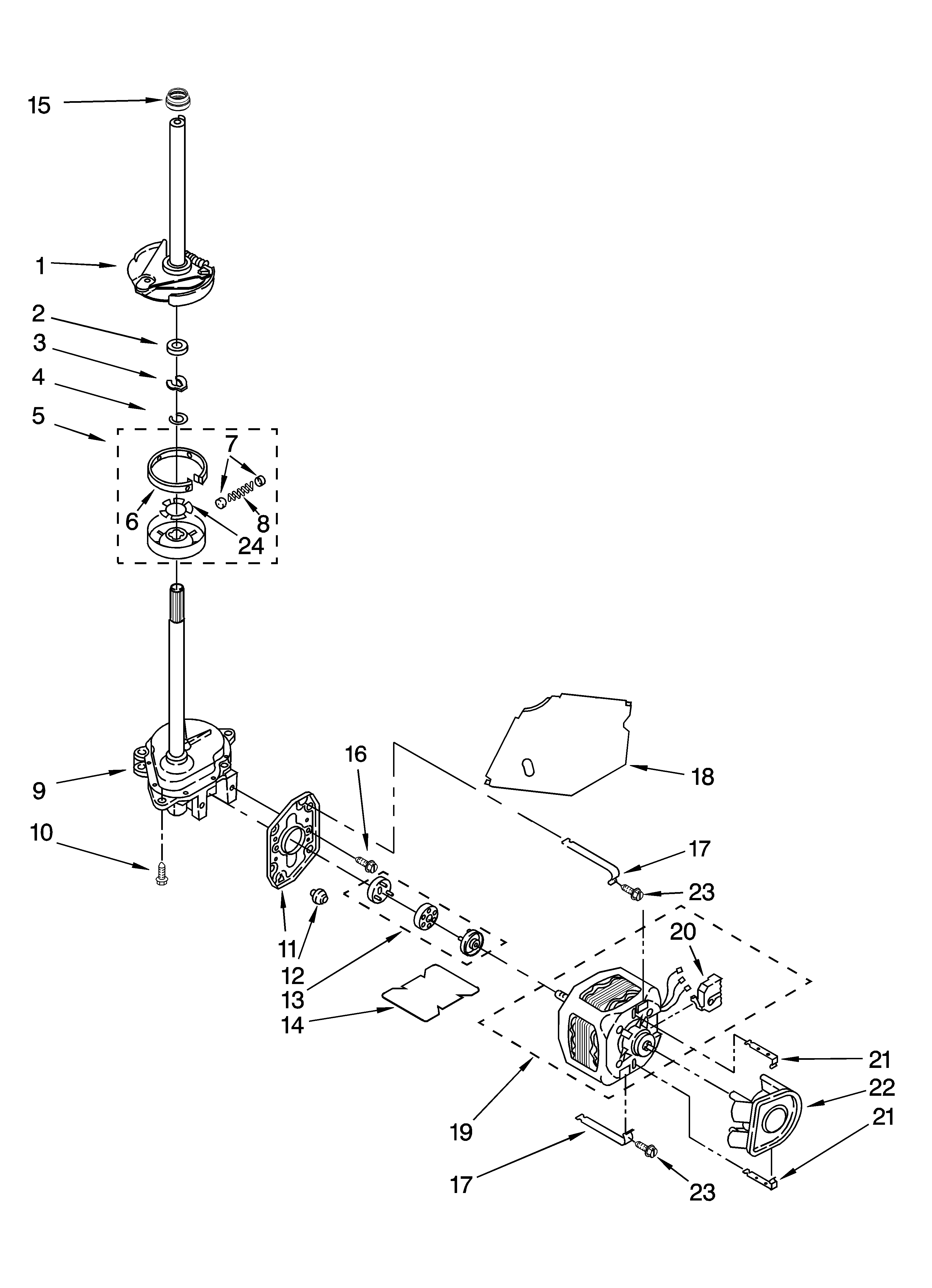 Brake, clutch, gearcase, motor and pump parts