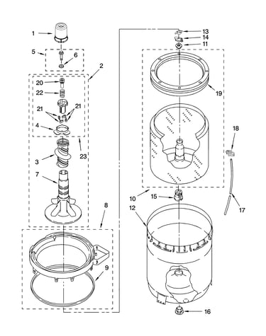 Agitator, basket and tub parts