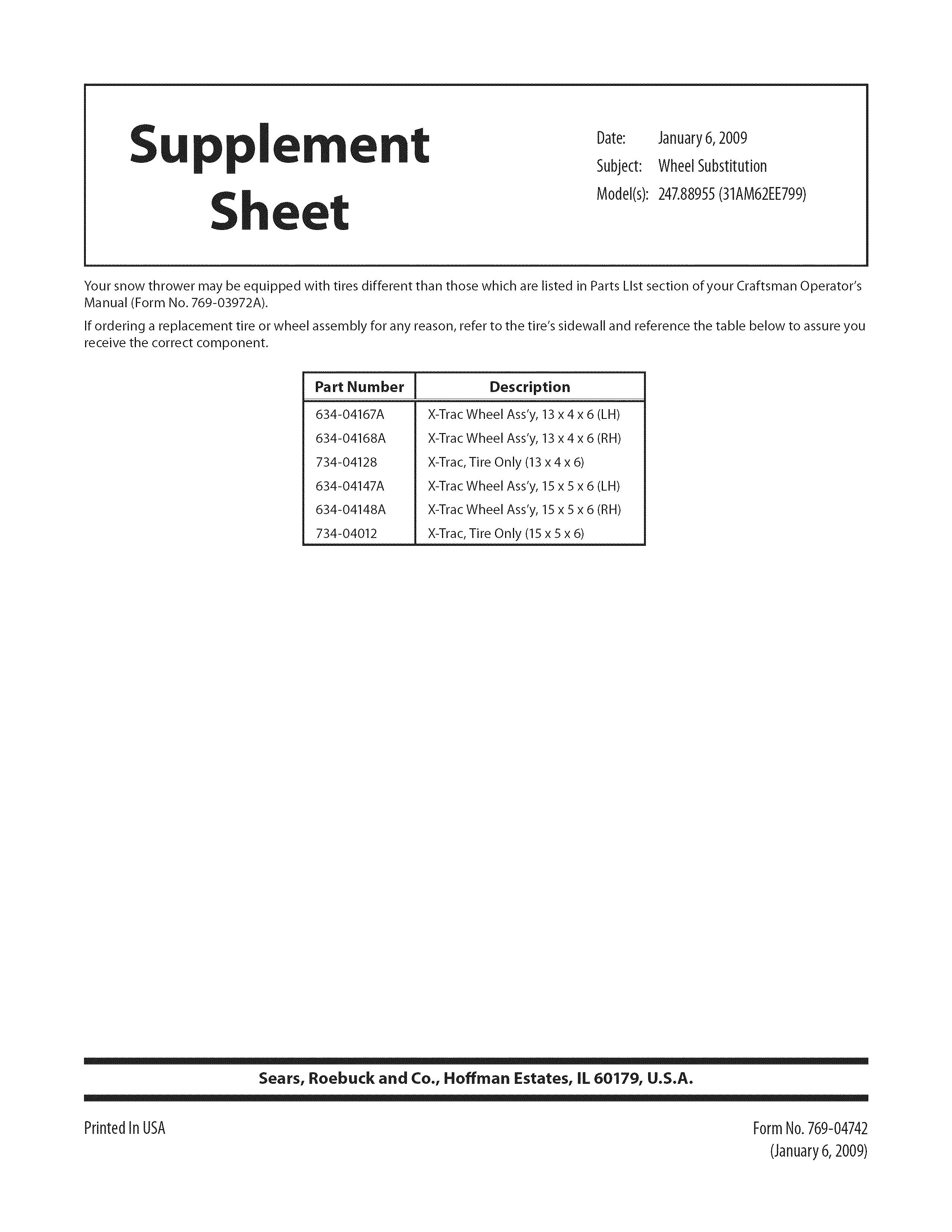 Supplement sheet (wheel substitution)