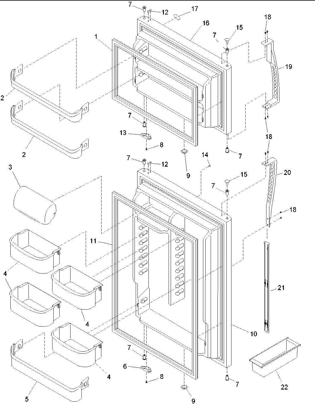 Door assy, handles & shelves
