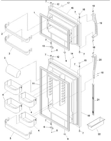 Door assy, handles & shelves