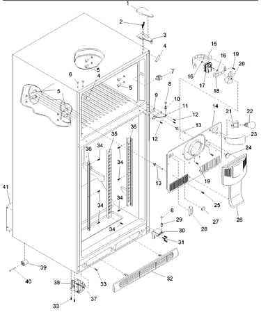 Cabinet, hinges, evap fan & rollers