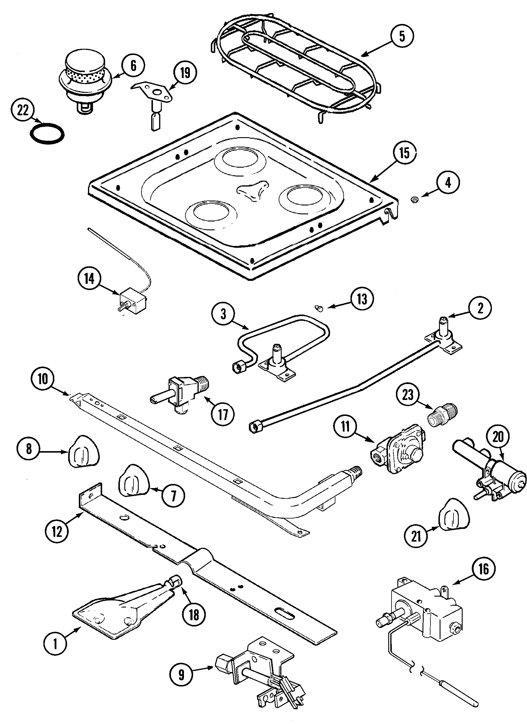 Top & gas controls
