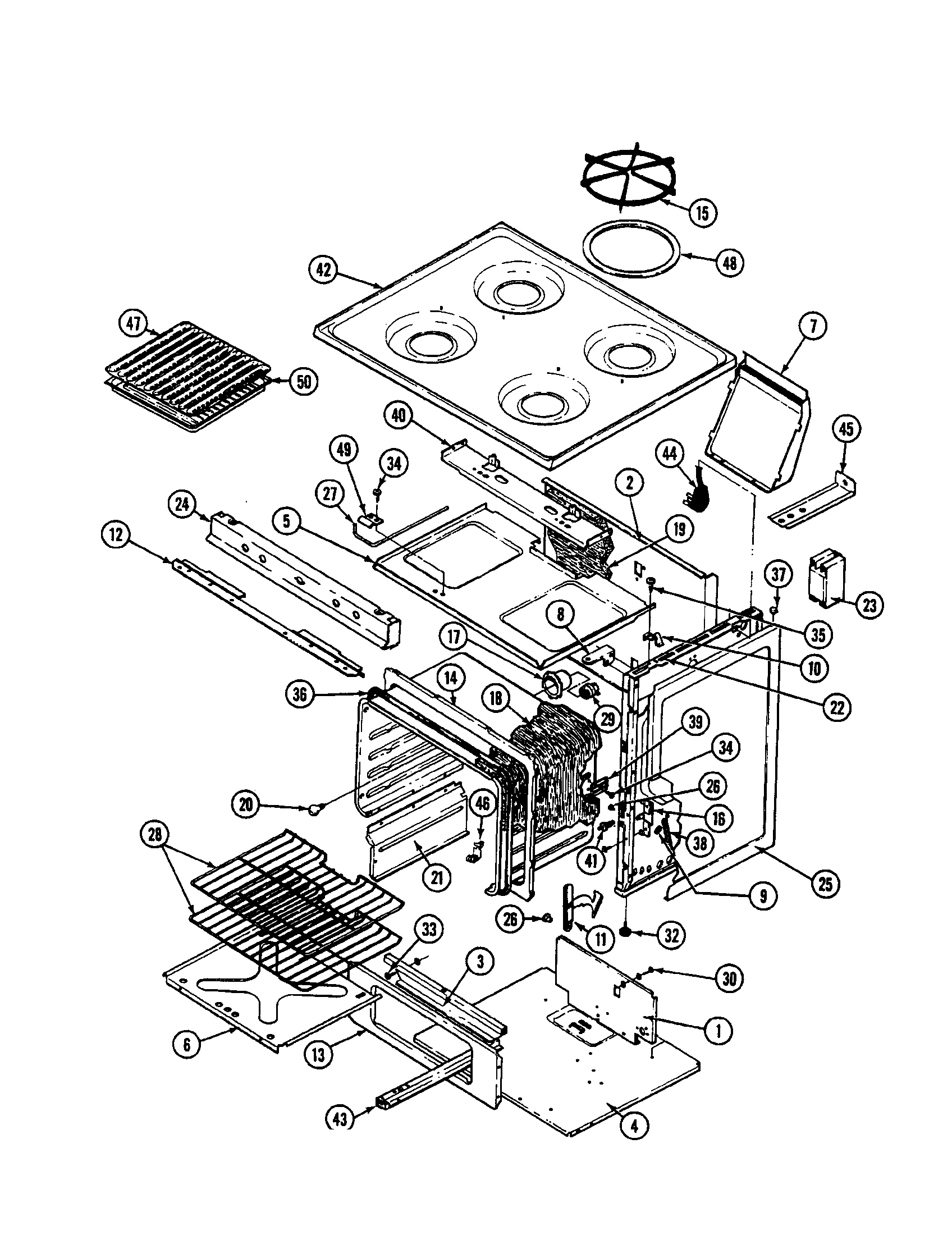 Oven body and main top