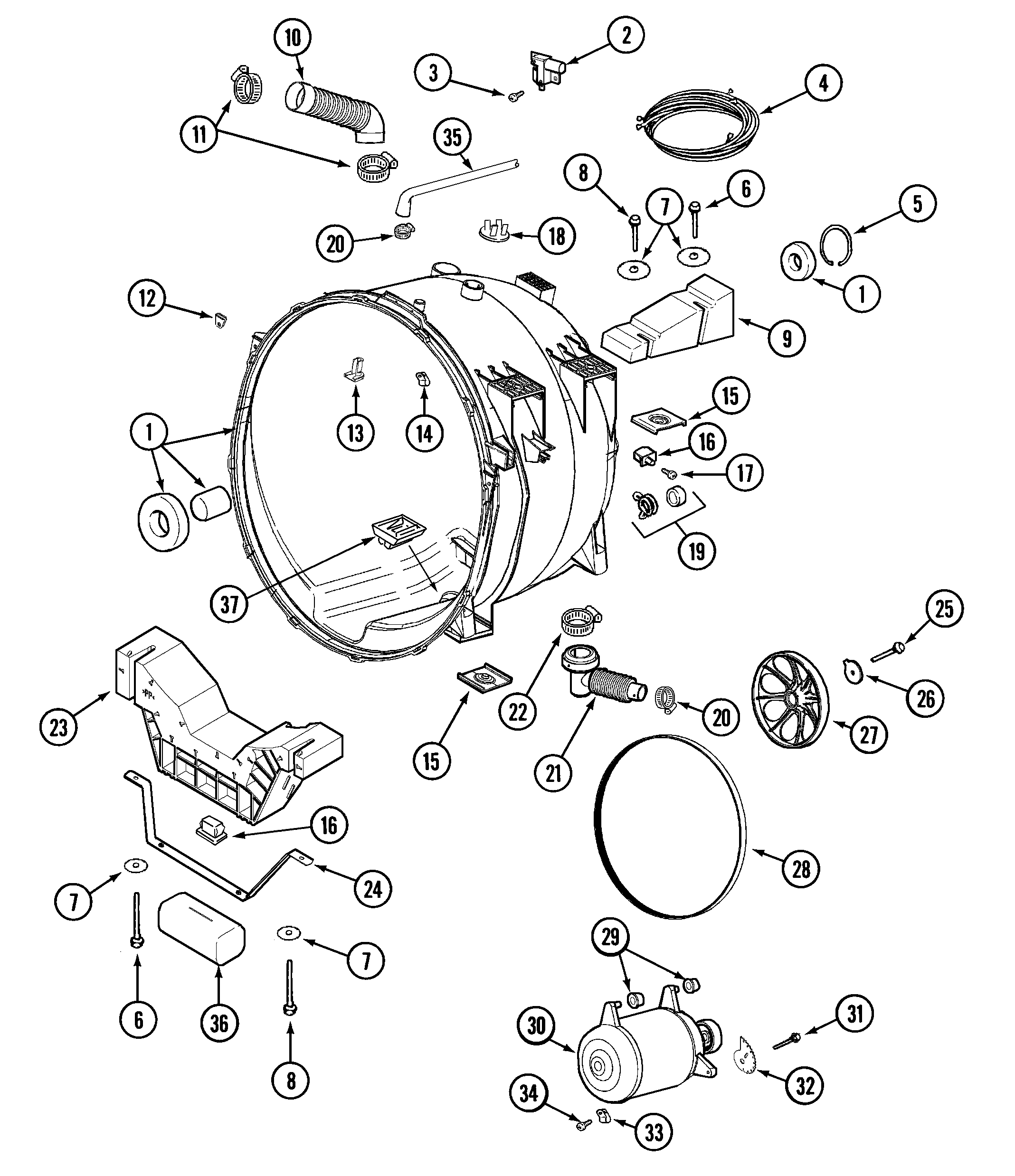 Outer tub & motor