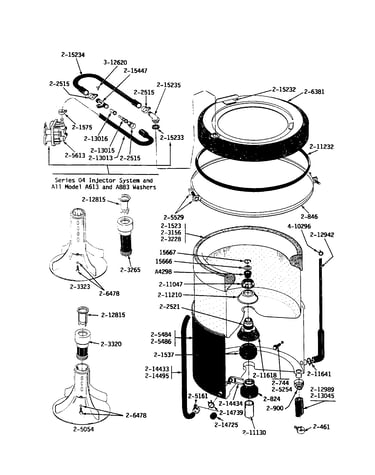 Tub agitator, mounting stem