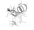 Amana LE1007W-P1177601WW fr blkhd, air duct, felt seal & cylinder diagram
