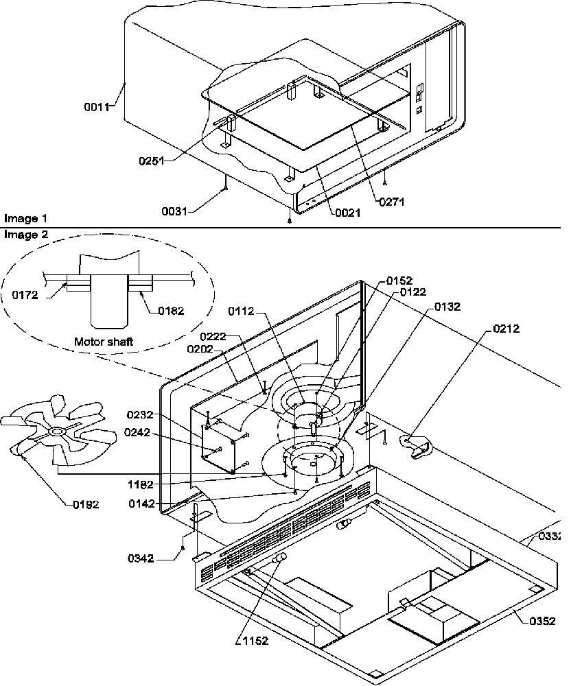 Shelf/stirrer motor