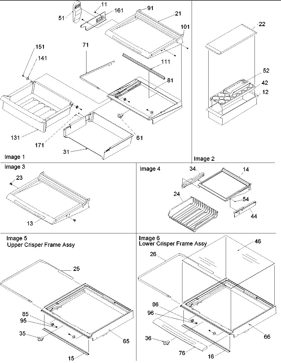 DELI, SHELVES & CRISPER ASSY