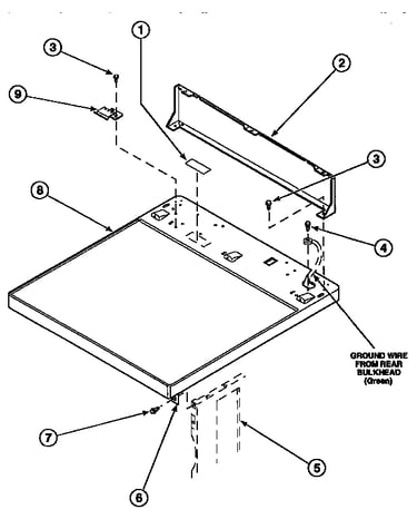Cabinet top and control hood rear panel