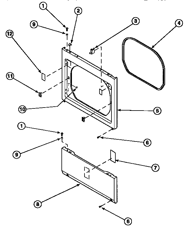 Lower access panel, front panel and seal