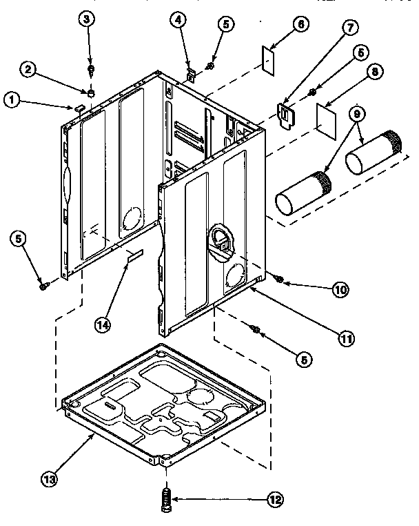 Cabinet, exhaust duct and base