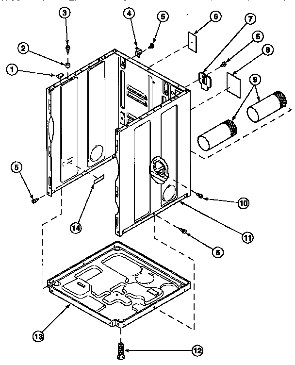 Cabinet, exhaust duct and base