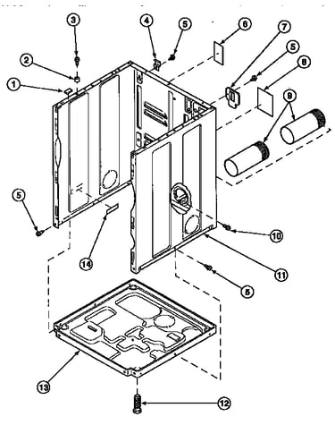 Cabinet, exhaust duct and base