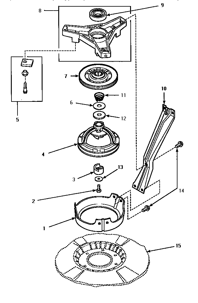 Brg hsg/brake/pulley & pivot dome