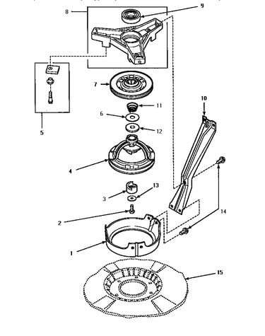 Brg hsg/brake/pulley & pivot dome