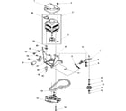 Amana LWC50AW-PLWC50AW motor, belt, pump, and idler assy diagram