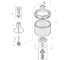 Amana LWC50AW-PLWC50AW agitator, drive bell, washtub and hub diagram