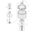 Amana LWD40AW-PLWD40AW agitator, drive bell, washtub and hub diagram