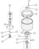 Agitator, drive bell  and wash tub