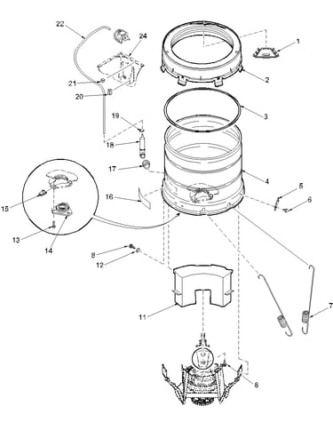 Outer tub, cover, pressure tube