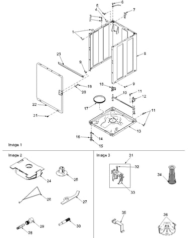 Front panel, base, cabinet & tools