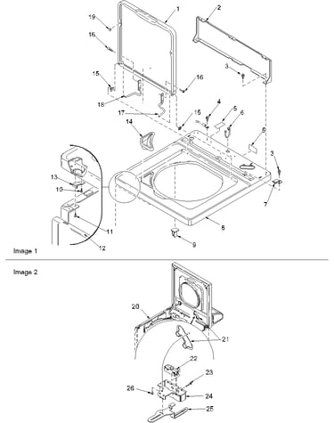 Cabinet top, loading door & switch