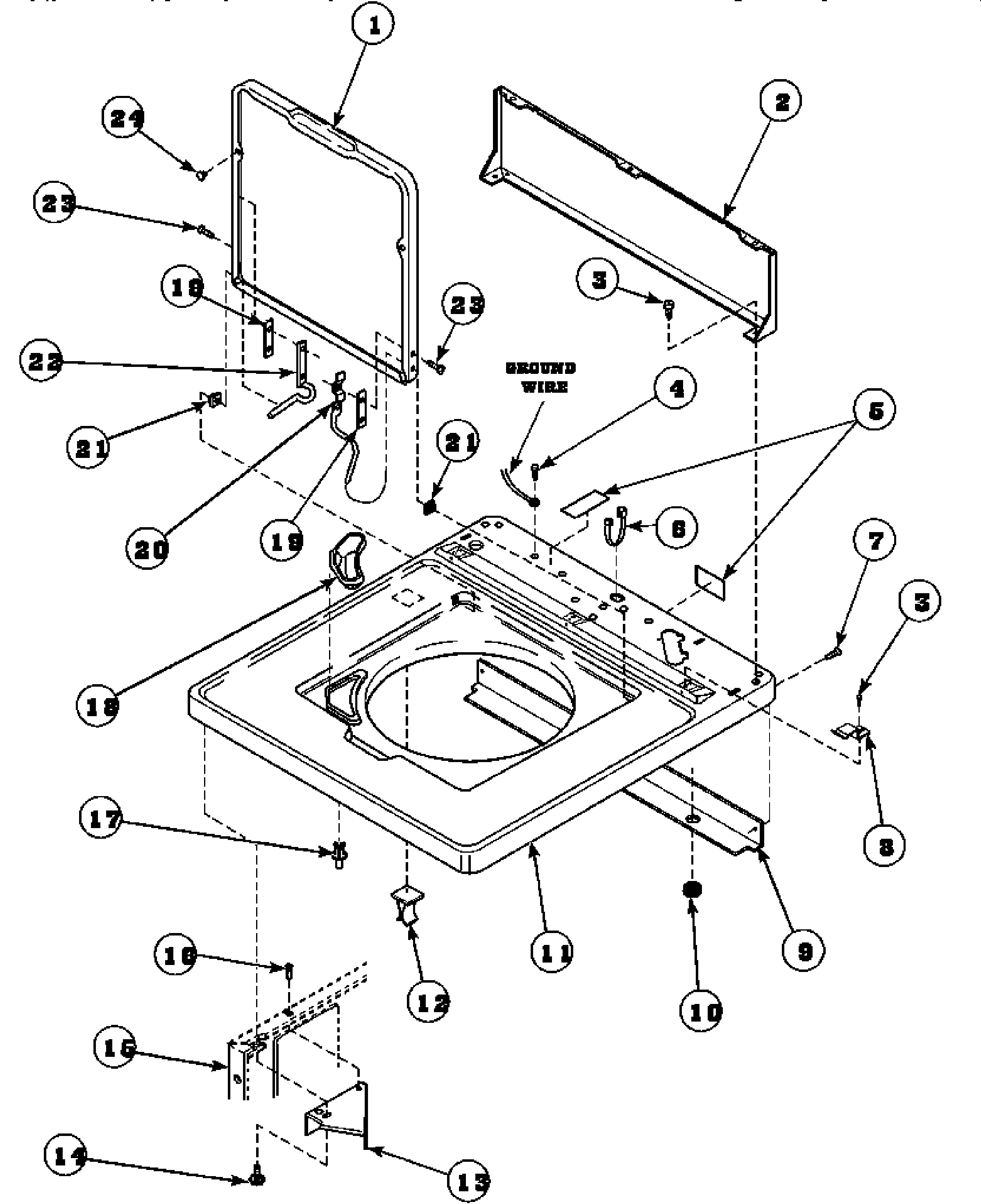 Cab top/loading dr & ctrl hood rear pan