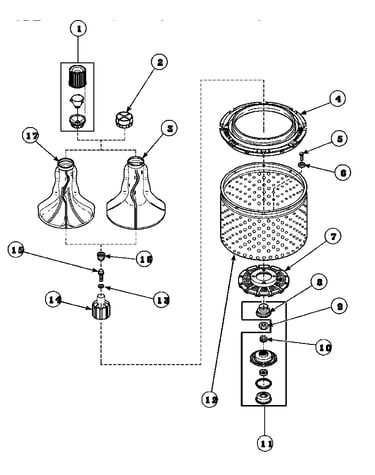 Agitator/drive bell/seal kit/tub & hub