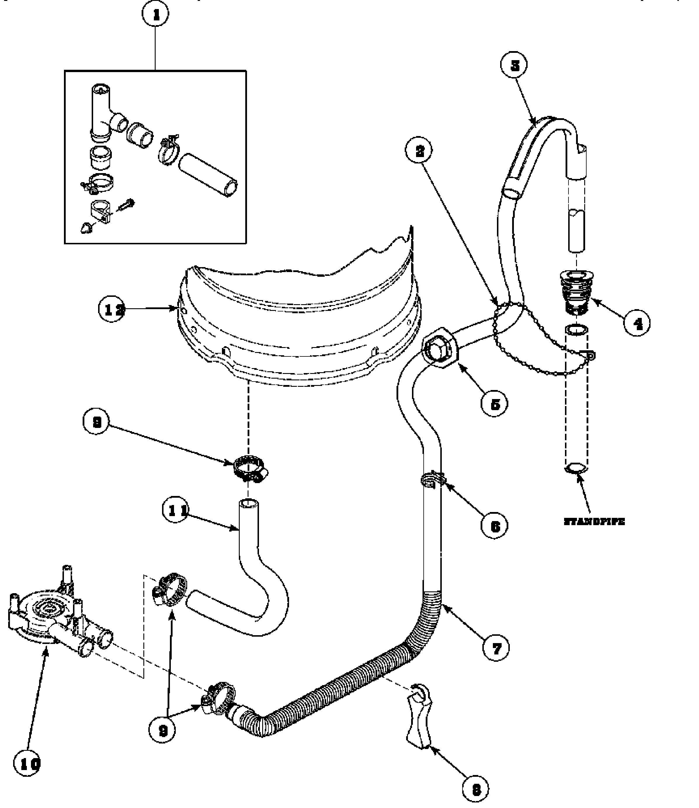 DRAIN HOSE AND SIPHON BREAK