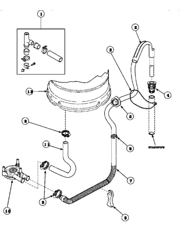Drain hose and siphon break