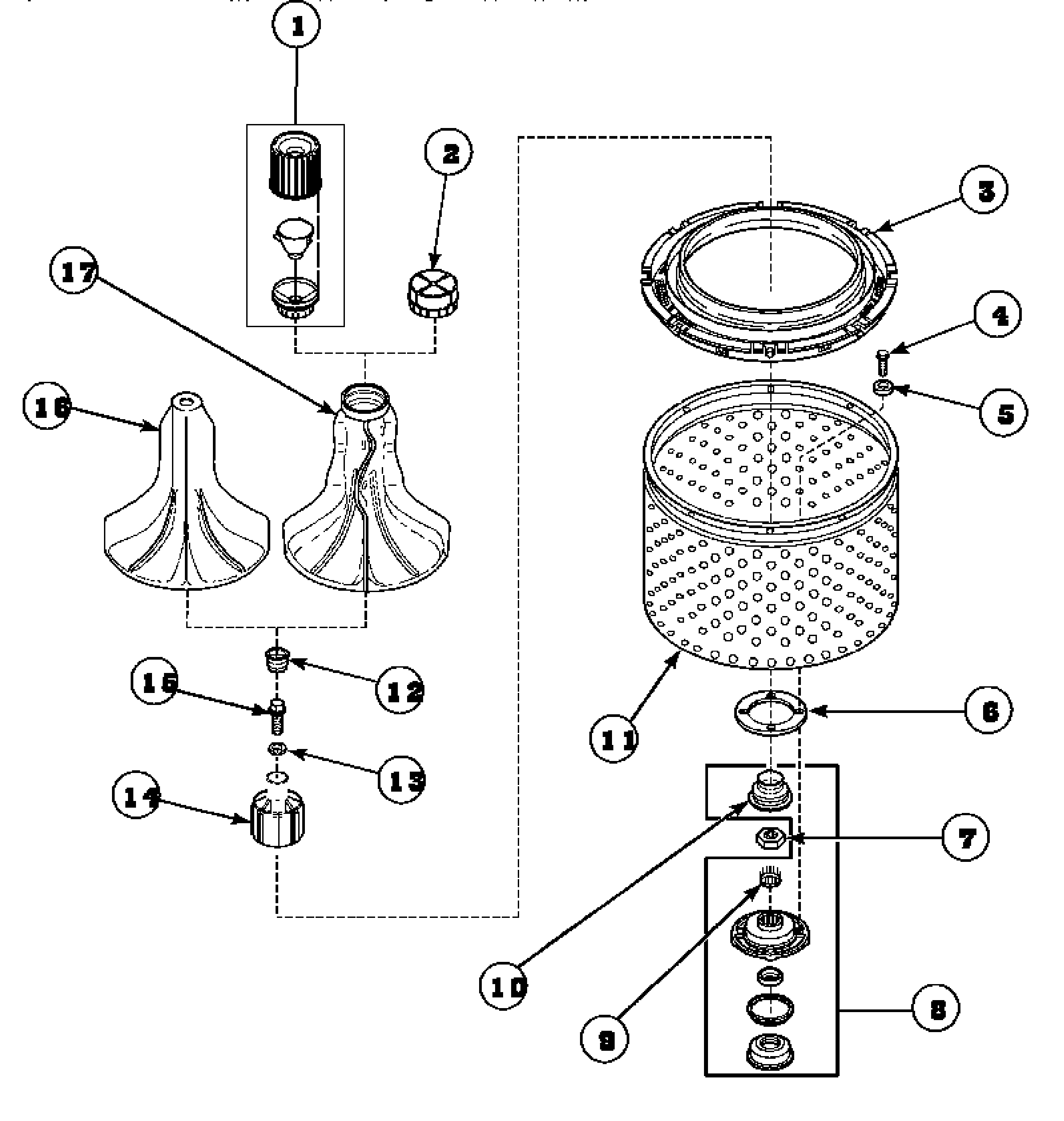 Agitator/drive bell/seal kit/tub & hub