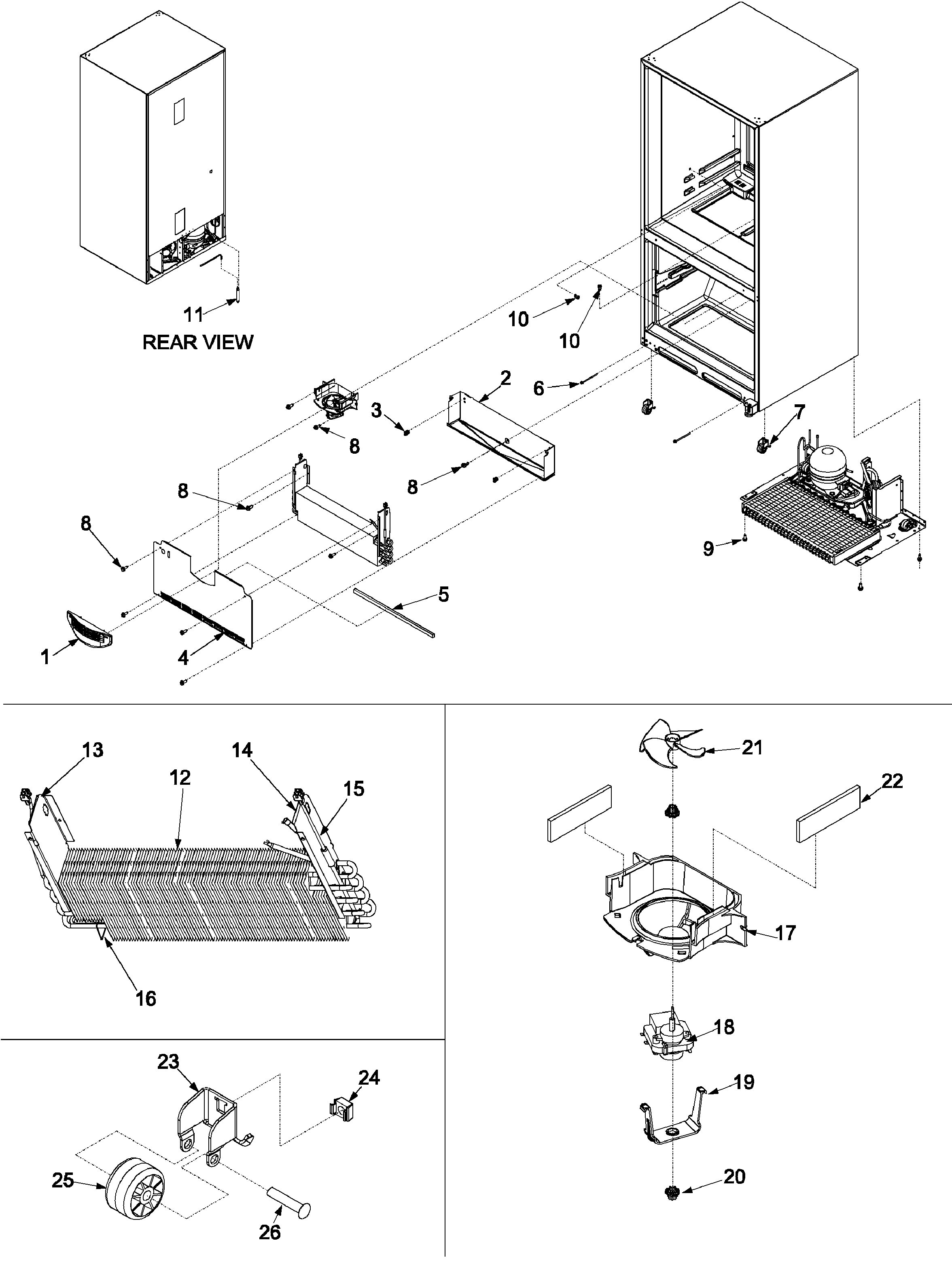 Evaporator area & rollers