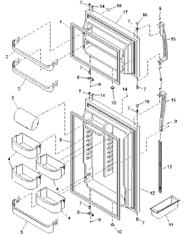 Door assy, handles & shelves