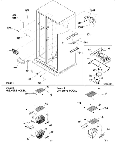 Fz shelving, filter assy, evap fan motor