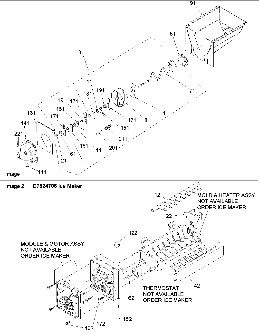 Ice bucket/auger assy