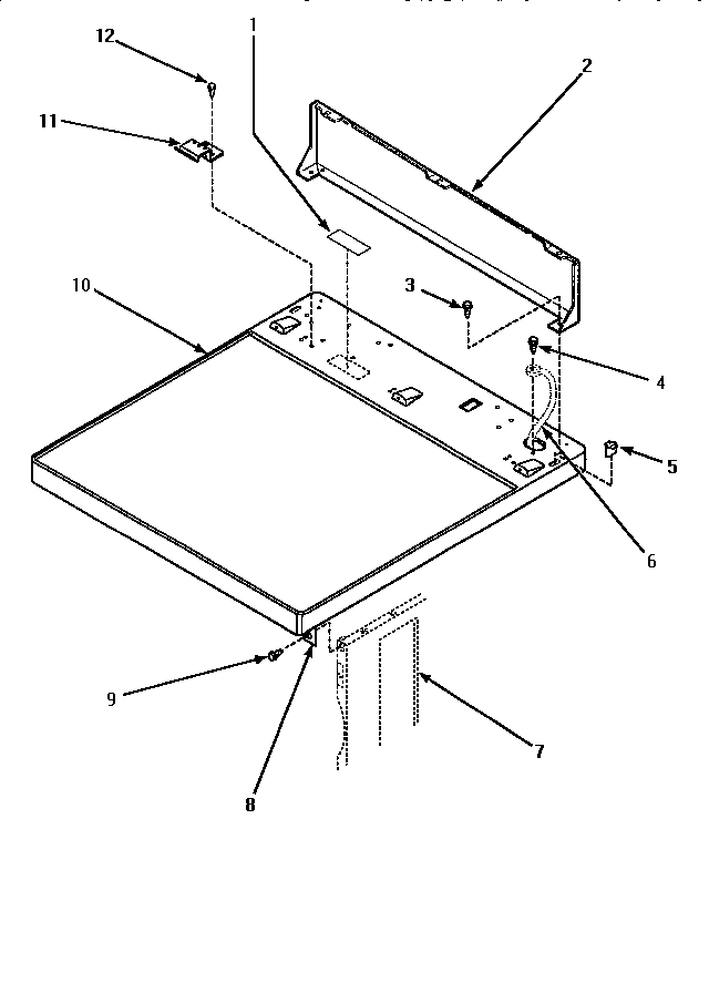 Cabinet top & control hood rear panel