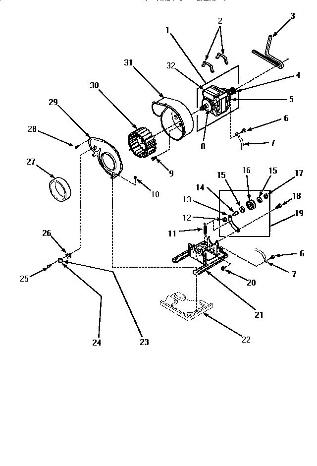 Motor, exhaust fan & belt
