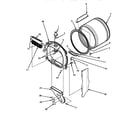 Amana LGM549L-P1176708WL fr blkhd, air duct, felt seal & cylinder diagram