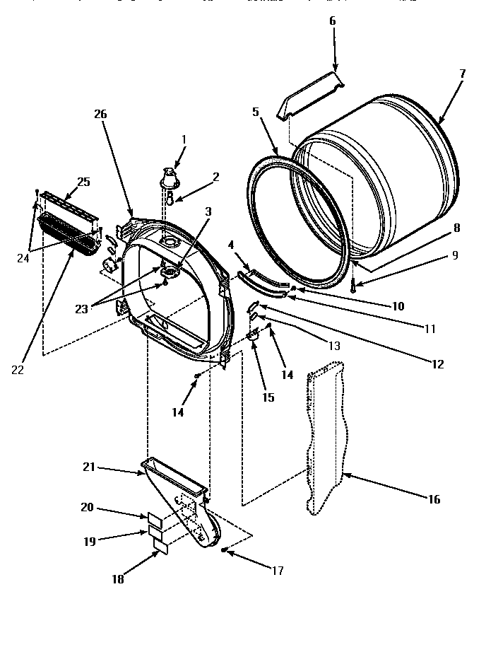 Fr blkhd, air duct, felt seal & cylinder
